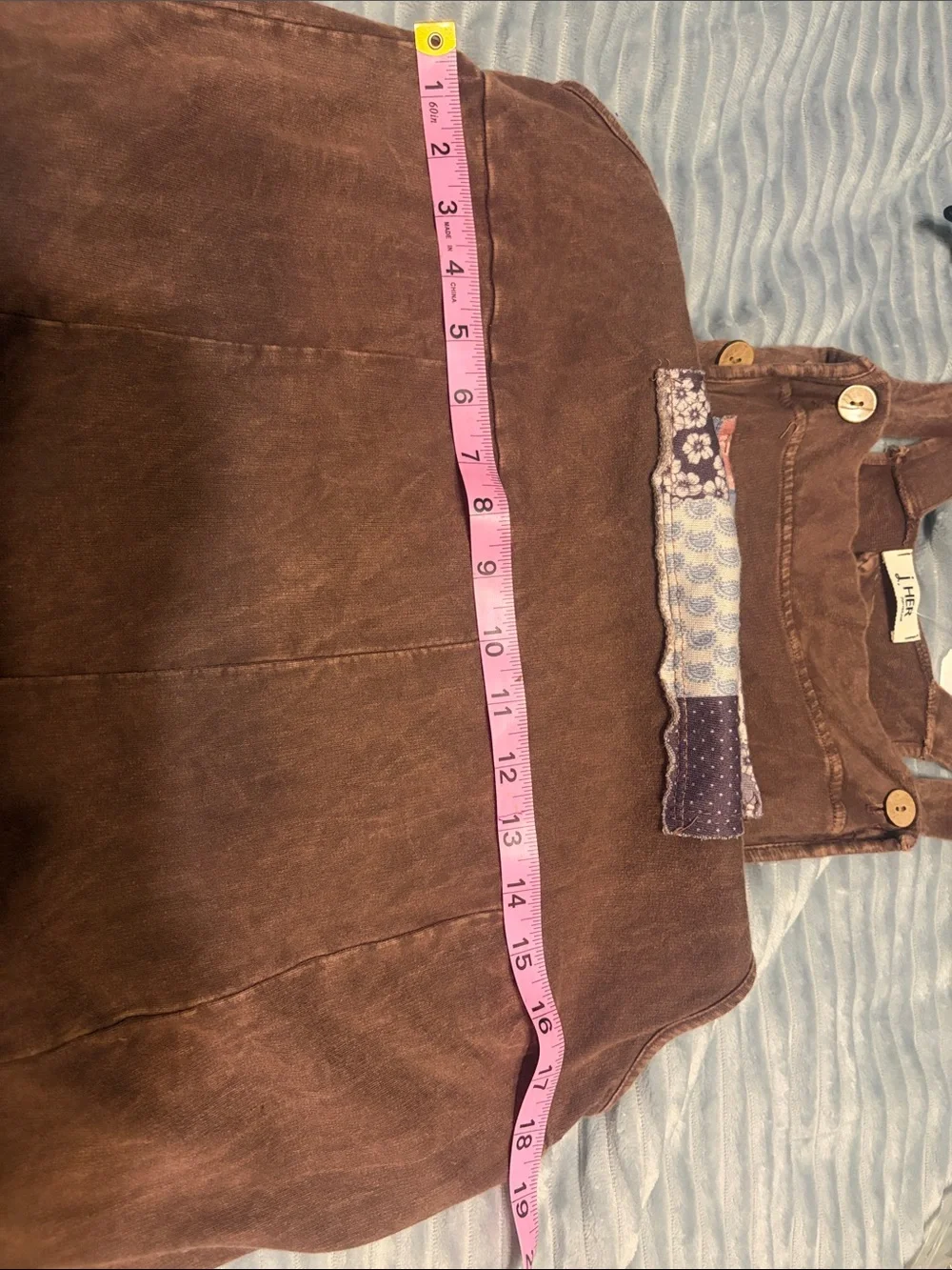 Boho Patchwork Brown Wide-Leg Overalls